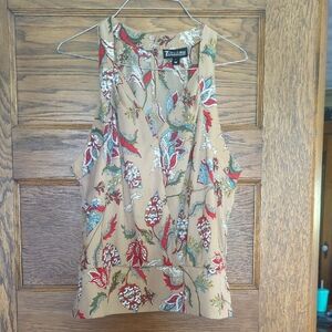 7th Avenue Design Studio Floral Abstract Print Wrap Tank Top Halter Neck Like L